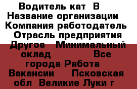 Водитель кат."ВCE › Название организации ­ Компания-работодатель › Отрасль предприятия ­ Другое › Минимальный оклад ­ 20 000 - Все города Работа » Вакансии   . Псковская обл.,Великие Луки г.